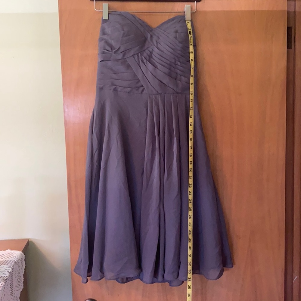 Gray, slight a-line, chiffon bridesmaid dress